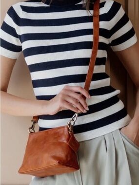 BERLINER Bags Marbella XS Genuine Leather Crossbody Cognac Brown Minimalist City